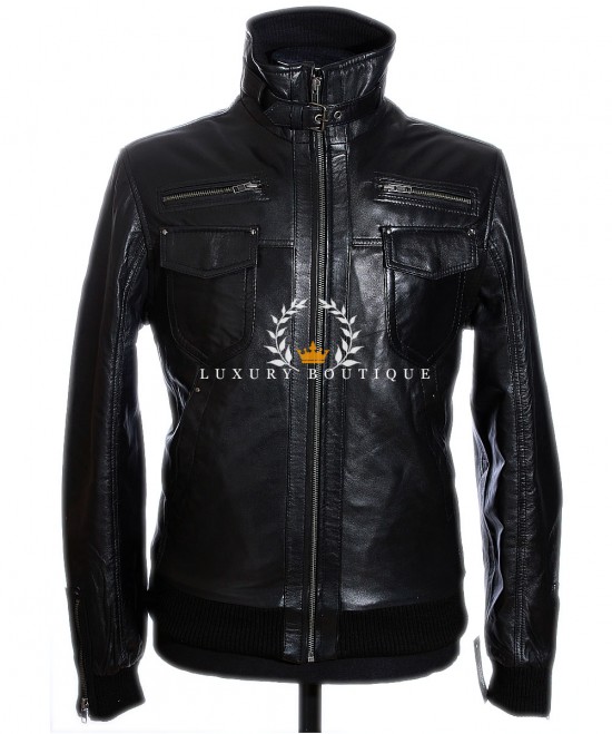 F-16 Falcon Black Men's Bomber Fighter Air Force Real Vintage Lambskin Leather Aviator Fashion Jacket