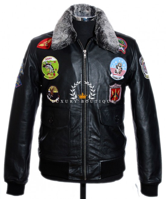 Top Gun Black Men's A2 Pilot Bomber Detachable Fur Collar Military Real Vintage Cowhide Leather Aviator Movie Film Winter Air Force Flight Jacket