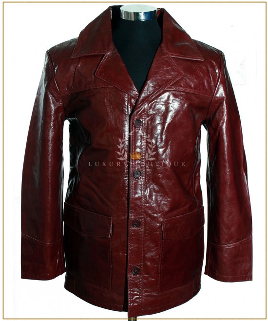 Fight Club Maroon Red Men's New Smart Casual Real Cowhide Leather Movie Film Blazer Jacket Coat