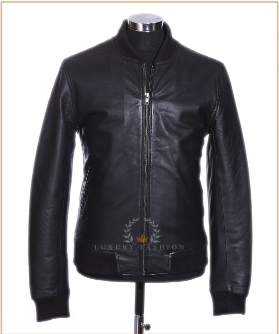 Dallas Black (275PL1) Men's Classic Bomber Baseball Style Real Italian Lambskin Leather Winter Fashion Jacket