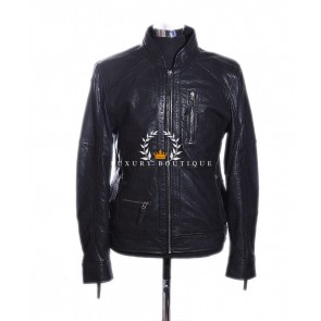 Fernando Black Men's Safari Style Smart Casual Real Soft Washed Lambskin Leather Retro Fashion Jacket