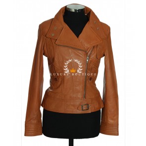 Daisy Tan Ladies Military Style Designer Real Italian Washed Lambskin Leather Short Fashion Jacket