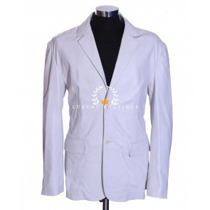 Milano White Men's Two Button Blazer Smart Casual Formal Real Italian Washed Lambskin Leather Fashion Jacket