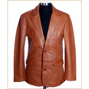 Ralph Tan Men's Smart Classic 2 Button Real Soft Washed Lambskin Leather Designer Fashion Blazer Jacket