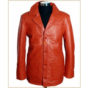 Fight Club Orange Men's New Smart Casual Real Soft Lambskin Leather Movie Film Blazer Jacket Coat