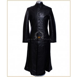 REVOLUTION MATRIX (S1425R) Black Men's Full-Length NEHRU COLLAR Soft Lambskin Leather Long Coat