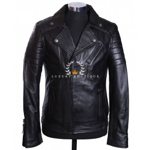 Wolverine Black Men's Biker Style Double Breasted Movie Inspired Real Soft Lambskin Leather Fashion Jacket