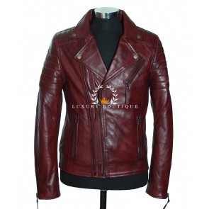 Wolverine Maroon Red Men's Biker Style Double Breasted Movie Inspired Real Soft Lambskin Leather Fashion Jacket