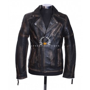 Wolverine Rust Black Men's Biker Style Double Breasted Movie Inspired Real Soft Washed Lambskin Leather Fashion Jacket