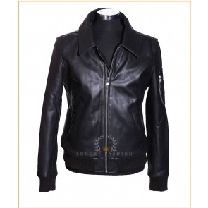 Harrington Black Men's Classic Bomber Style Vintage Real Cowhide Leather Fashion Jacket