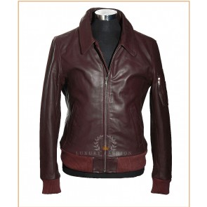 Harrington Maroon Red Men's Classic Bomber Style Vintage Real Cowhide Leather Fashion Jacket