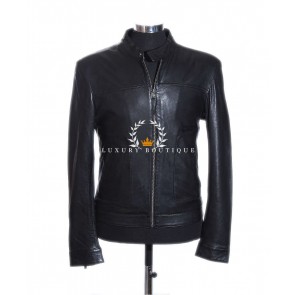Cristian Black Men's Biker Style Retro Real Vintage Washed Lambskin Leather Fashion Jacket
